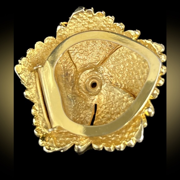 Vintage LIEBA USA GOLD TONE Scarf Dress CLIP FLOWER floral - Picture 3 of 12